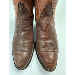 Tony Lama Two-Tone Brown Lizard Western Heeled Boots